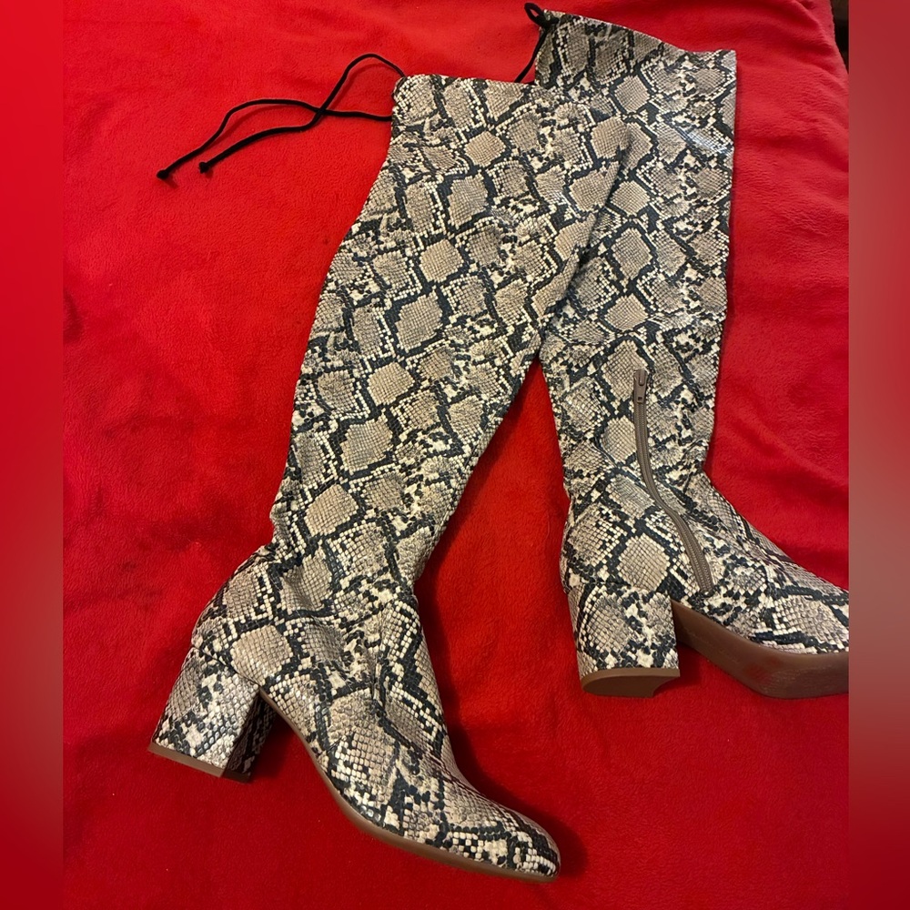 Gianni Bini Over the Knee Snakeskin Boots